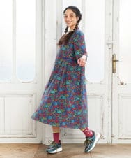 GJEGD01330 Jocomomola(ホコモモラ) Don Quijote フラワープリントワンピース ネイビー
