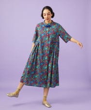 GJEGD01330 Jocomomola(ホコモモラ) Don Quijote フラワープリントワンピース ネイビー