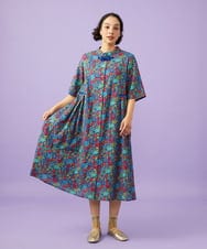 GJEGD01330 Jocomomola(ホコモモラ) Don Quijote フラワープリントワンピース ネイビー