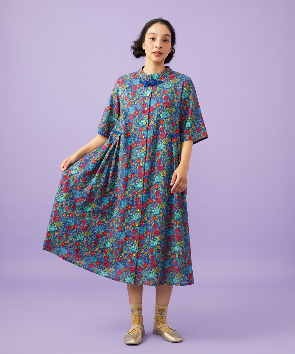 GJEGD01330 Jocomomola(ホコモモラ) Don Quijote フラワープリントワンピース ネイビー