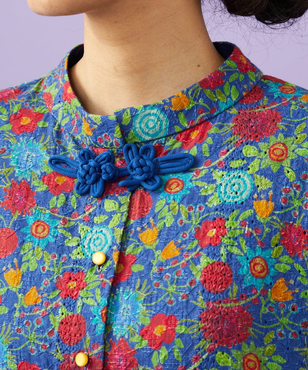 GJEGD01330 Jocomomola(ホコモモラ) Don Quijote フラワープリントワンピース ネイビー