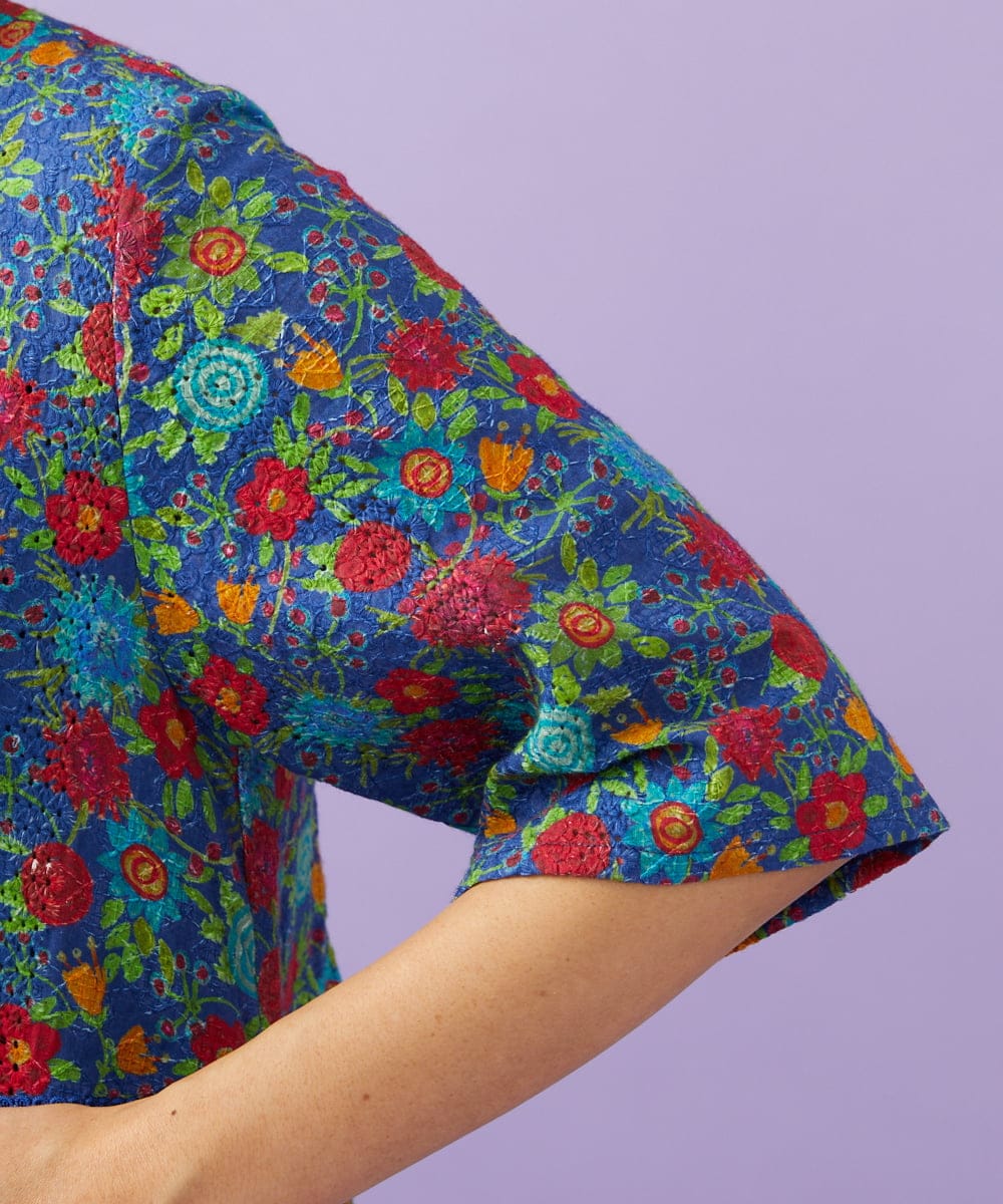 GJEGD01330 Jocomomola(ホコモモラ) Don Quijote フラワープリントワンピース ネイビー