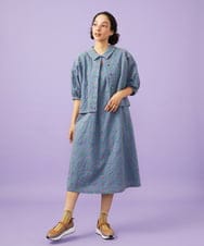GJEGD34340 Jocomomola(ホコモモラ) 【2WAY】Semilla フラワー総刺繍ワンピース ブルー