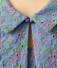 GJEGD34340 Jocomomola(ホコモモラ) 【2WAY】Semilla フラワー総刺繍ワンピース ブルー