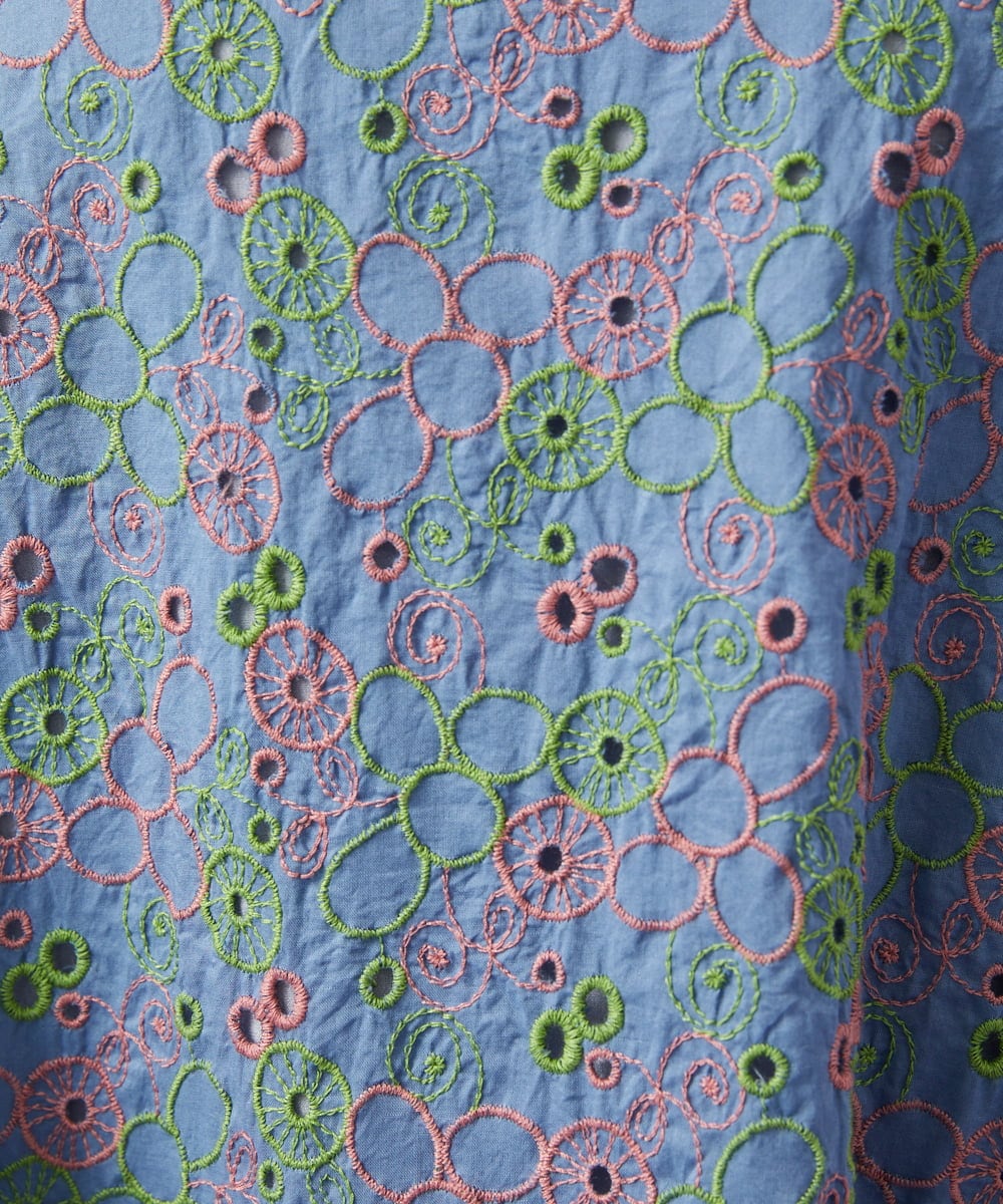 GJEGD34340 Jocomomola(ホコモモラ) 【2WAY】Semilla フラワー総刺繍ワンピース ブルー