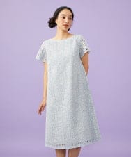 GJEGD50360 Jocomomola(ホコモモラ) Dordado de verano フラワーカットワーク刺繍 ギンガムチェックワンピース [オケージョン対応] ライトブルー