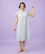 GJEGD50360 Jocomomola(ホコモモラ) Dordado de verano フラワーカットワーク刺繍 ギンガムチェックワンピース [オケージョン対応] ライトブルー