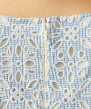 GJEGD50360 Jocomomola(ホコモモラ) Dordado de verano フラワーカットワーク刺繍 ギンガムチェックワンピース [オケージョン対応] ライトブルー