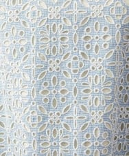 GJEGD50360 Jocomomola(ホコモモラ) Dordado de verano フラワーカットワーク刺繍 ギンガムチェックワンピース [オケージョン対応] ライトブルー