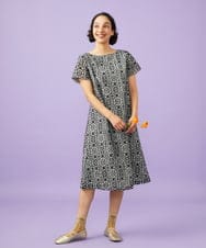 GJEGD50360 Jocomomola(ホコモモラ) Dordado de verano フラワーカットワーク刺繍 ギンガムチェックワンピース [オケージョン対応] ブラック