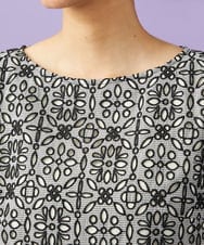 GJEGD50360 Jocomomola(ホコモモラ) Dordado de verano フラワーカットワーク刺繍 ギンガムチェックワンピース [オケージョン対応] ブラック