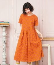 GJEGE39300 Jocomomola(ホコモモラ) Gota リップルプリントワンピース オレンジ