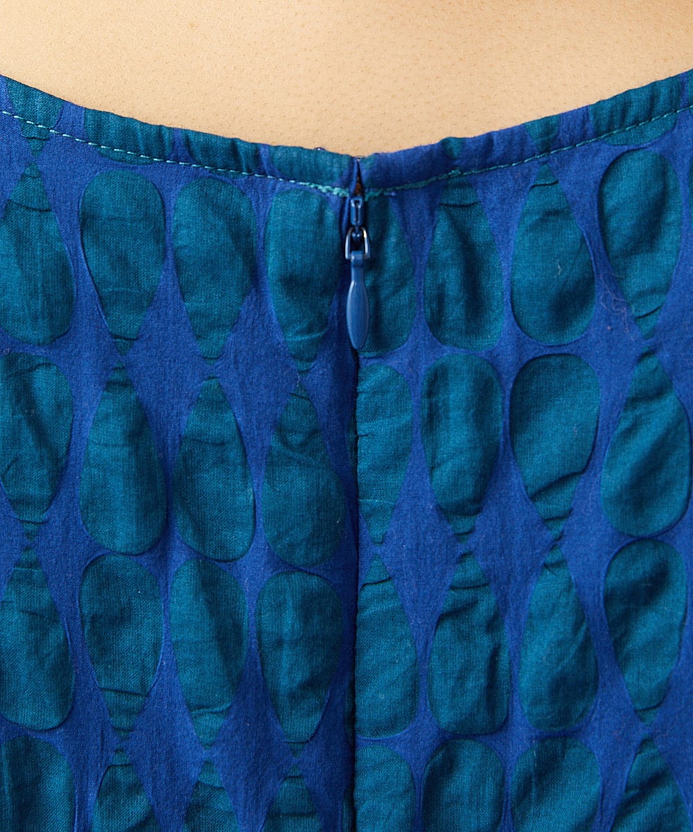 GJEGE39300 Jocomomola(ホコモモラ) 【早割10％OFF】リップルプリントワンピース ブルー