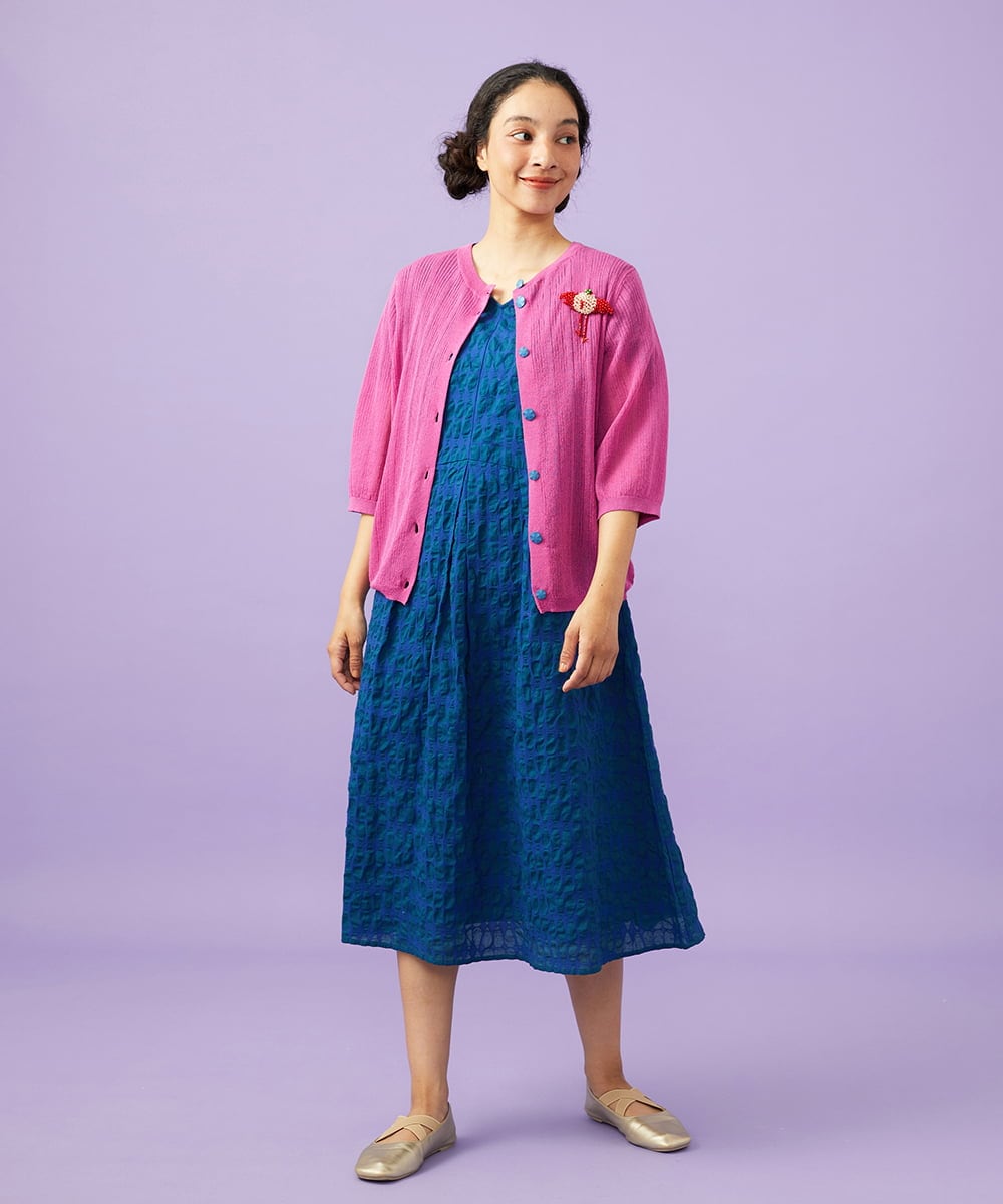 GJEGE39300 Jocomomola(ホコモモラ) 【早割10％OFF】リップルプリントワンピース ブルー