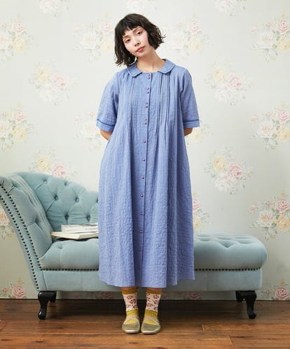 GJEGE40280  シャーリングシャンブレーワンピース