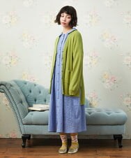 GJEGE40280 Jocomomola(ホコモモラ) シャーリングシャンブレーワンピース ブルー
