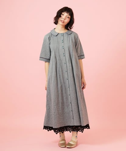 GJEGE40280 Jocomomola シャーリングシャンブレーワンピース