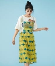 GJEGS01280 Jocomomola(ホコモモラ) Tarifa 刺繍エプロンワンピース イエロー