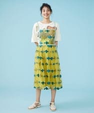 GJEGS01280 Jocomomola(ホコモモラ) Tarifa 刺繍エプロンワンピース イエロー