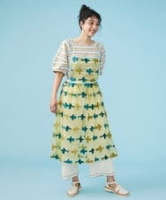 GJEGS01280 Jocomomola(ホコモモラ) Tarifa 刺繍エプロンワンピース イエロー