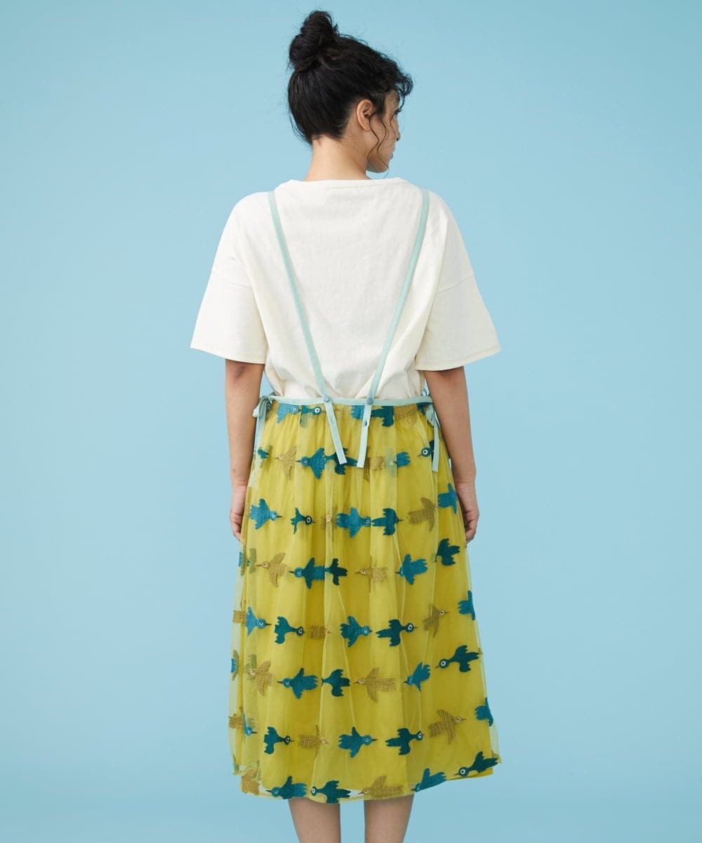 GJEGS01280 Jocomomola(ホコモモラ) Tarifa 刺繍エプロンワンピース イエロー