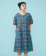 GJEGT39280 Jocomomola(ホコモモラ) Linea チェックワンピース ピンク
