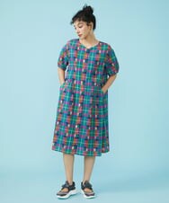 GJEGT39280 Jocomomola(ホコモモラ) Linea チェックワンピース ブルー