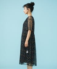 GJEGT71350 Jocomomola(ホコモモラ) Burbuja ドットチュールワンピース ブラック