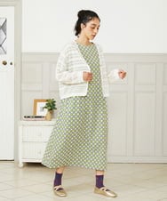 GJEHA30280 Jocomomola(ホコモモラ) Callle de la Ruda 幾何柄プリントワンピース グリーン