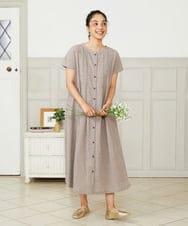 GJEHA35280 Jocomomola(ホコモモラ) Chiquito チェックフレンチスリーブワンピース アイボリー