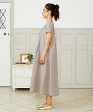 GJEHA35280 Jocomomola(ホコモモラ) Chiquito チェックフレンチスリーブワンピース アイボリー