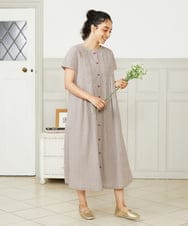 GJEHA35280 Jocomomola(ホコモモラ) Chiquito チェックフレンチスリーブワンピース アイボリー