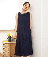 GJEHA50300 Jocomomola(ホコモモラ) アイレットコットンレースワンピース ネイビー