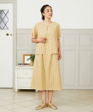 GJEHA50300 Jocomomola(ホコモモラ) アイレットコットンレースワンピース ベージュ