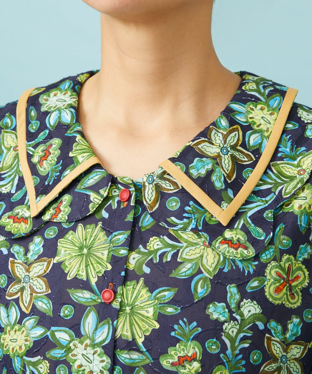 GJEHD01330 Jocomomola(ホコモモラ) Verano en La Mancha フラワープリントワンピース ネイビー