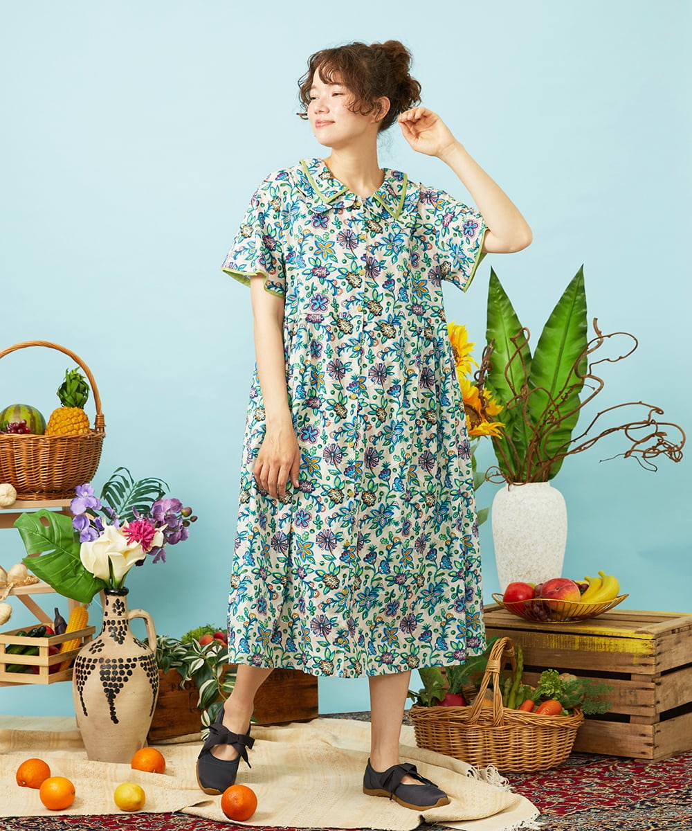 GJEHD01330 Jocomomola(ホコモモラ) Verano en La Mancha フラワープリントワンピース アイボリー