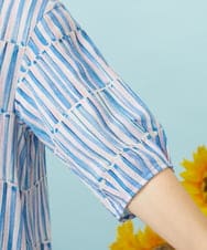 GJEHD30300 Jocomomola(ホコモモラ) Lanzas ストライププリントワンピース ブルー×ピンク