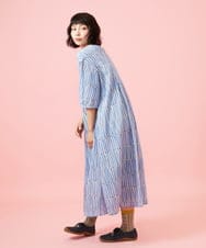 GJEHD30300 Jocomomola(ホコモモラ) 【早割10％OFF】ストライプワンピース ブルー×ピンク