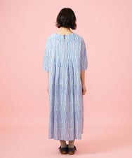 GJEHD30300 Jocomomola(ホコモモラ) 【早割10％OFF】ストライプワンピース ブルー×ピンク