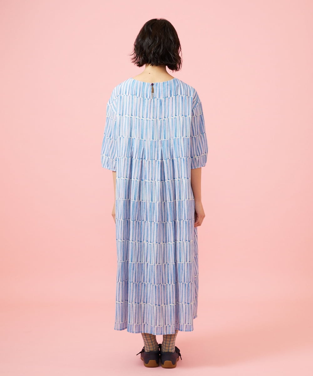 GJEHD30300 Jocomomola(ホコモモラ) 【早割10％OFF】ストライプワンピース ブルー×ピンク