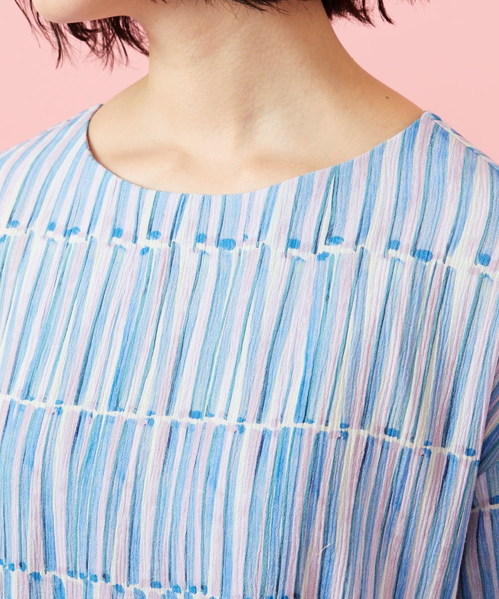 GJEHD30300 Jocomomola(ホコモモラ) 【早割10％OFF】ストライプワンピース ブルー×ピンク