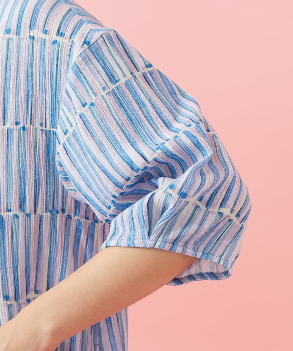 GJEHD30300 Jocomomola(ホコモモラ) 【早割10％OFF】ストライプワンピース ブルー×ピンク