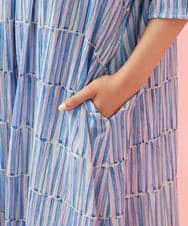 GJEHD30300 Jocomomola(ホコモモラ) 【早割10％OFF】ストライプワンピース ブルー×ピンク