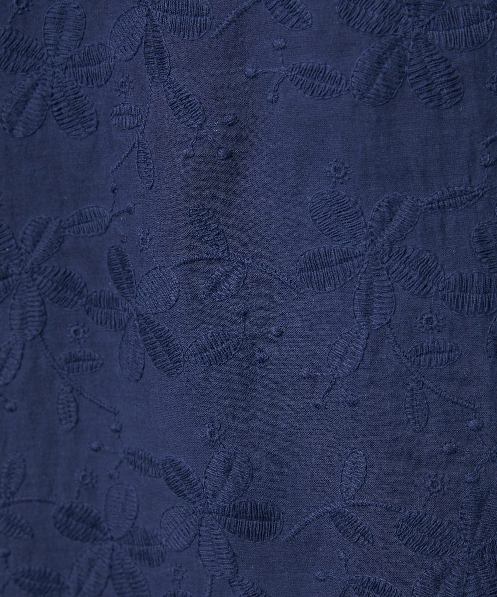 GJEHD32280 Jocomomola(ホコモモラ) Sendero de flores フラワー刺繍シャツワンピース ネイビー