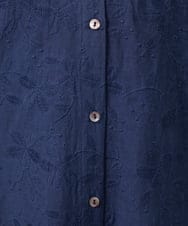 GJEHD32280 Jocomomola(ホコモモラ) Sendero de flores フラワー刺繍シャツワンピース ネイビー