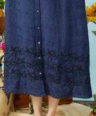 GJEHD32280 Jocomomola(ホコモモラ) Sendero de flores フラワー刺繍シャツワンピース ネイビー
