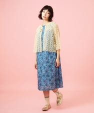 GJEHD51350 Jocomomola(ホコモモラ) Ilusion フラワー総刺繍ノースリーブワンピース ブルー