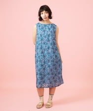 GJEHD51350 Jocomomola(ホコモモラ) Ilusion フラワー総刺繍ノースリーブワンピース ブルー