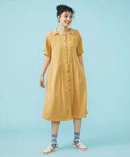 GJEHS31230 Jocomomola(ホコモモラ) Facilmente レーヨンツイルワンピース マスタード