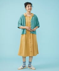 GJEHS31230 Jocomomola(ホコモモラ) Facilmente レーヨンツイルワンピース マスタード
